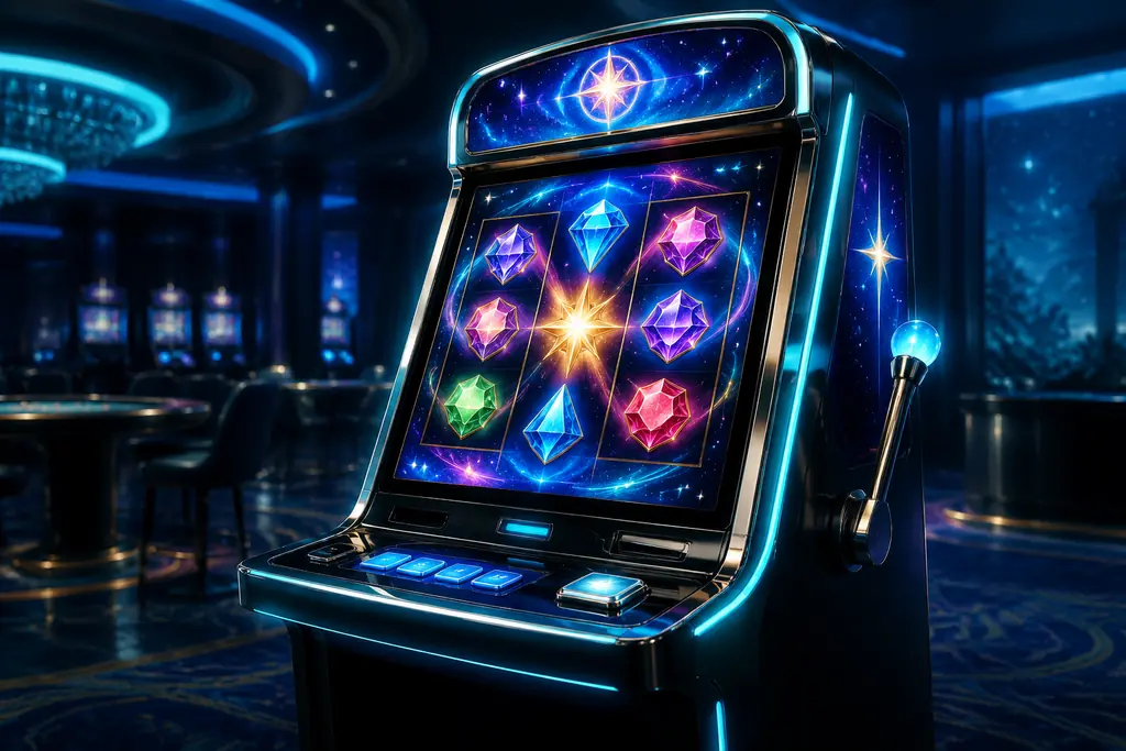 Mesin slot bertema permata kosmis di ruang kasino